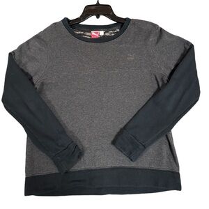 Puma Men’s Sweater Sweatshirt Pullover Long Sleeve Cozy Color Block Gray Black L